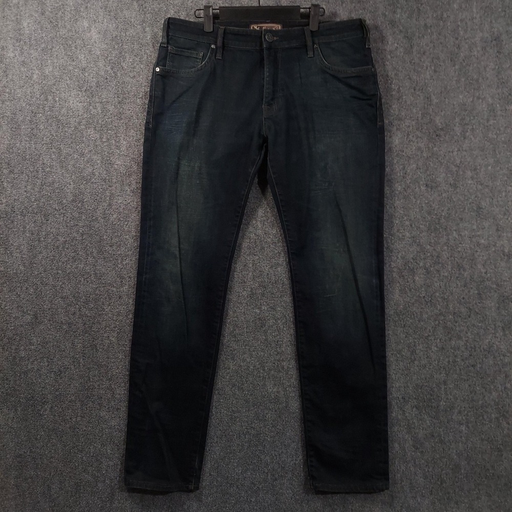 34 Heritage Cool Jeans Mens 38x34 Blue Dark Wash Slim Tapered Denim Pants